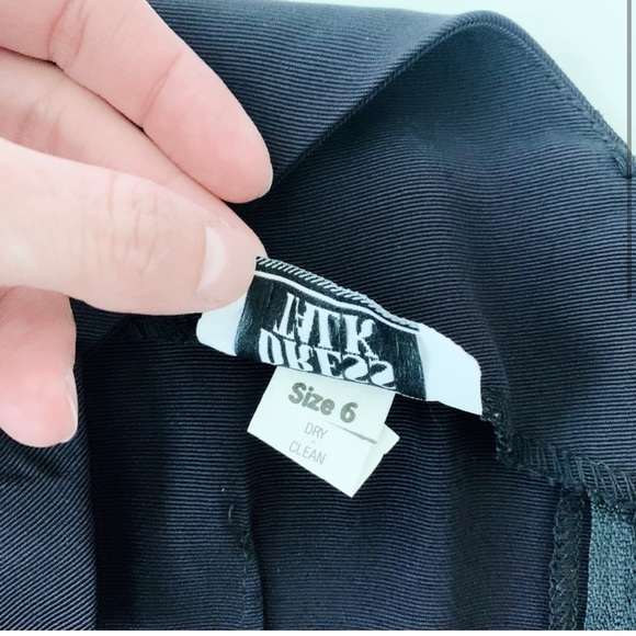 Vintage Dress Talk Black Bow Shoulder Mini Dress - Size 6 - Picture 2 of 3